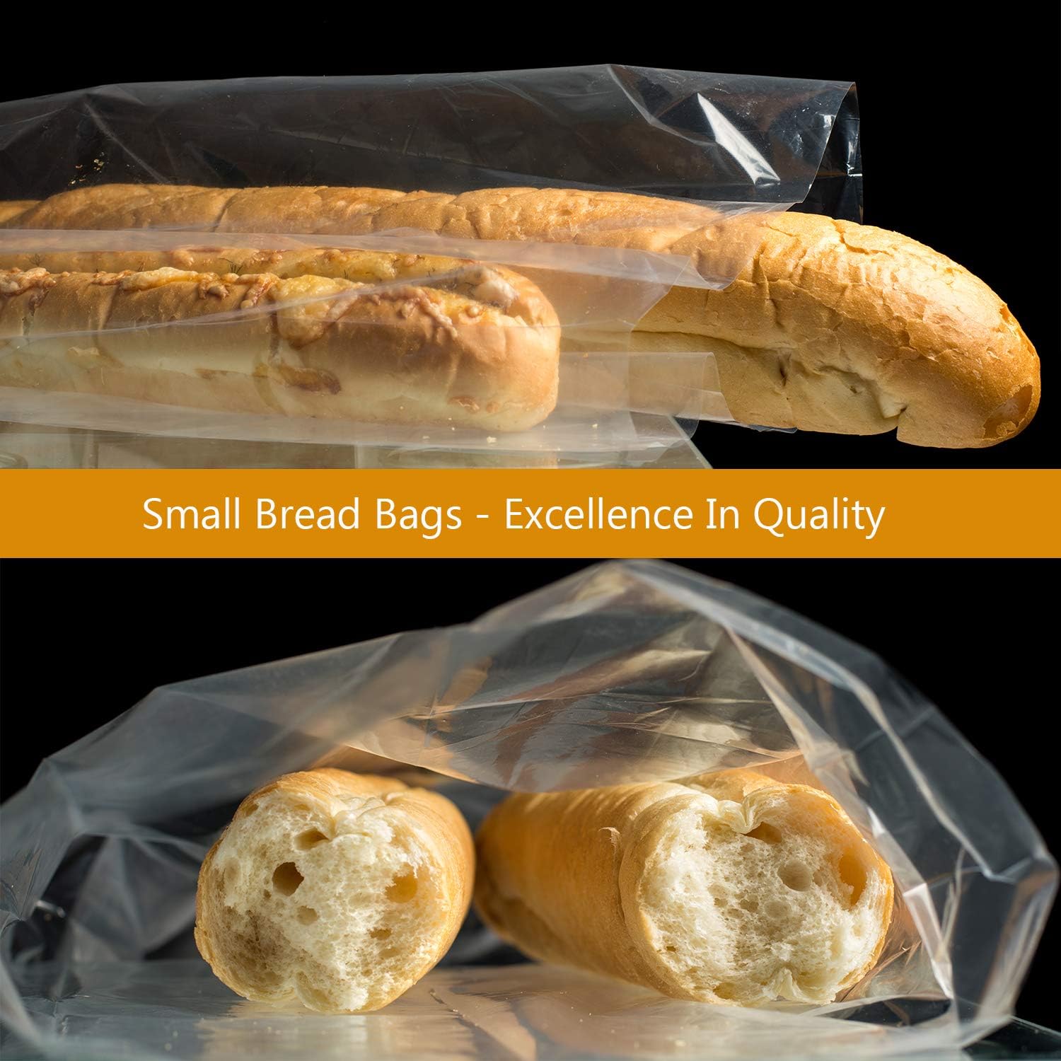 Small Bread Poly Bags,100 Pcs 14x3x5Inches Bread Loaf Packing Bags with 100 Free Twist Ties,Clear Thick Gusseted Grocery Bakery Bags (Small-5x3x14)