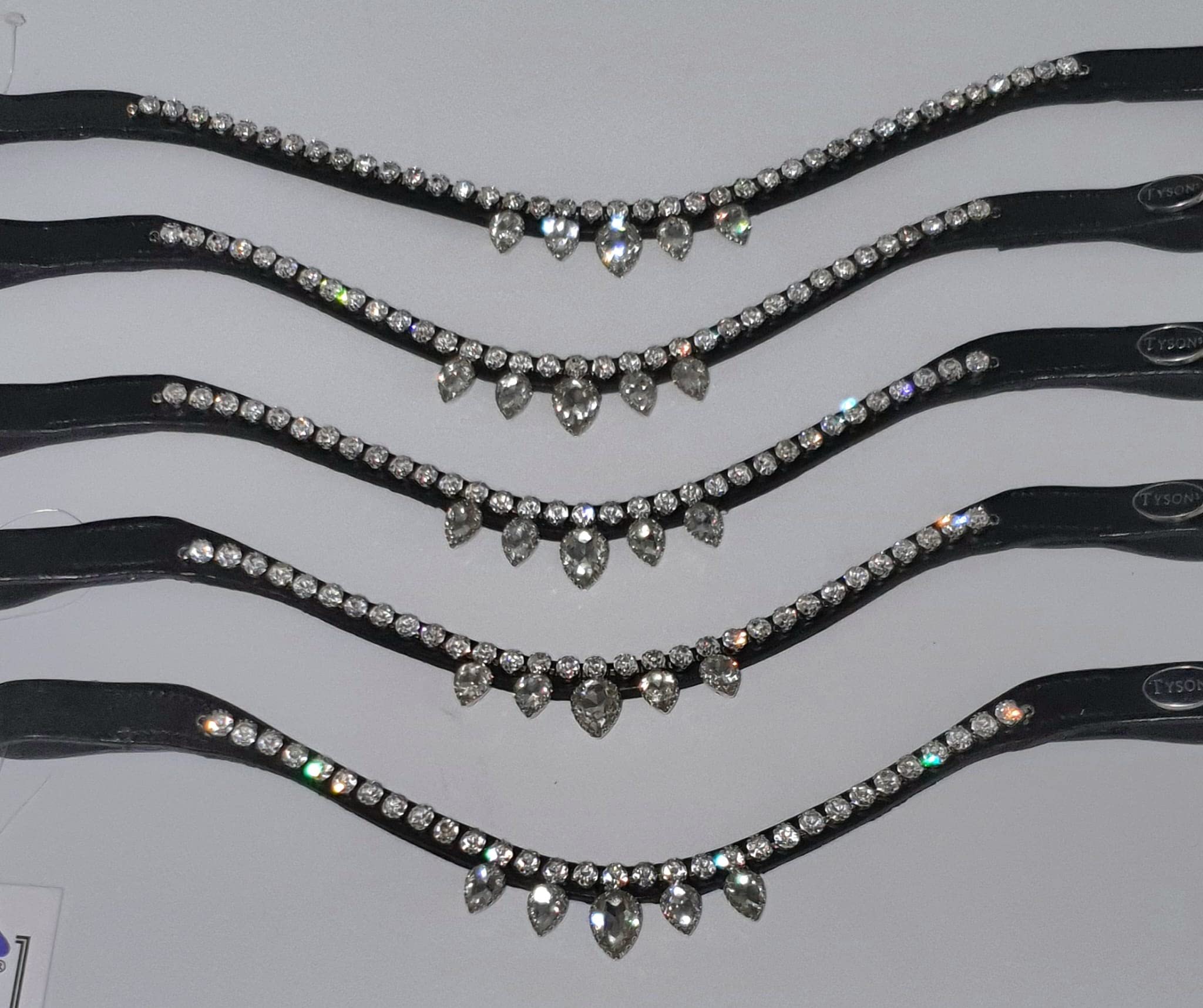 Stirnband Tropfen Diadem Stirnriemen Minishetty Shetty Pony VB WB Leder Glitzer Strass Schwarz Kristall Weiß Glitzerstirnband (Minishetty)
