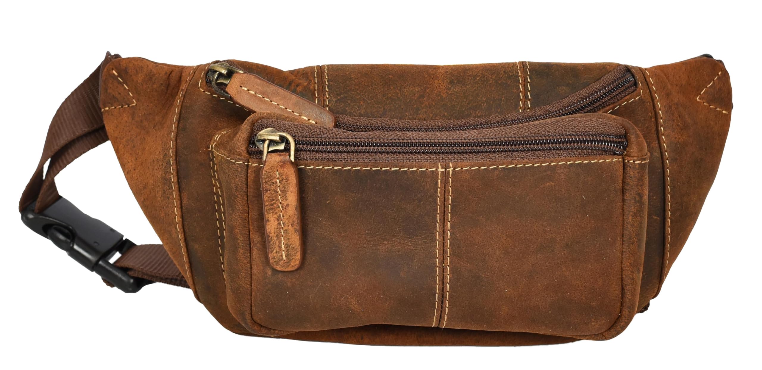 Genuine Leather Waist Bum Bag Compact Travel Organiser Pouch Turner (Oil Tan)