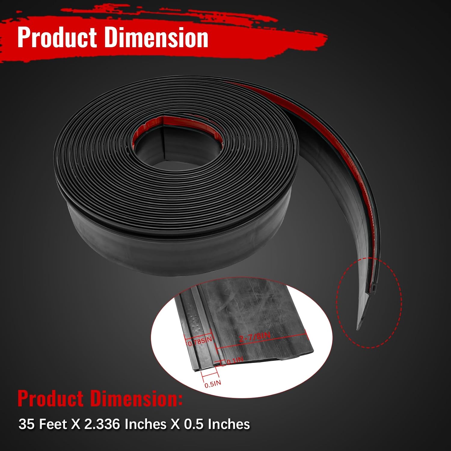 018-316 RV EK Slide Out Seal Base with 2-7/8" Wiper, Black Rubber 35ft EK Seal Base Weather Stripping Replacement, 35' X 3.66" X 0.5"