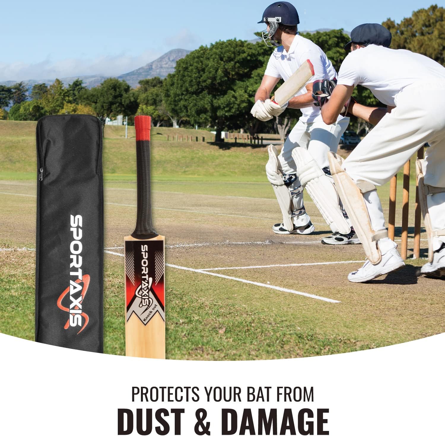 SPORTAXIS Foam Padded Bag for Cricket Bat- Adjustable Strap, Lightweight, Durable, Strong Protection to Bats (Black)