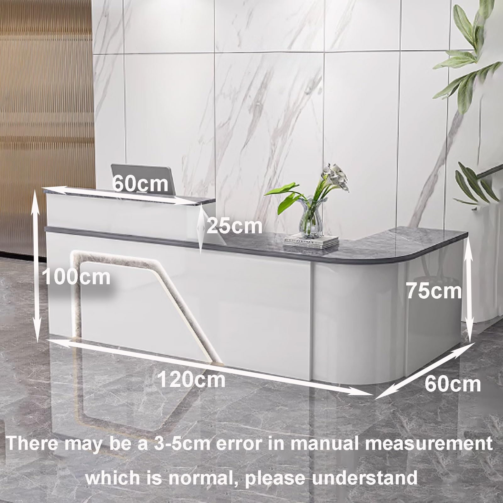 Generico Bancone Reception Moderno - Supporto per Hall e ristoranti, Bianco e Rosso, 120 cm - Soluzione Reception Elettronica per Ufficio e Area d'attesa, SK Design