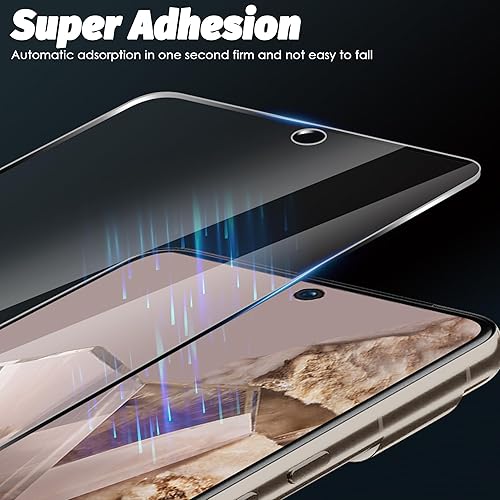 Miniatura 6 de Orzero Paquete de 3 protectores de pantalla de vidrio templado compatibles con Google Pixel 8 Pro, bordes de arco 2.5D, 9H, alta definición,