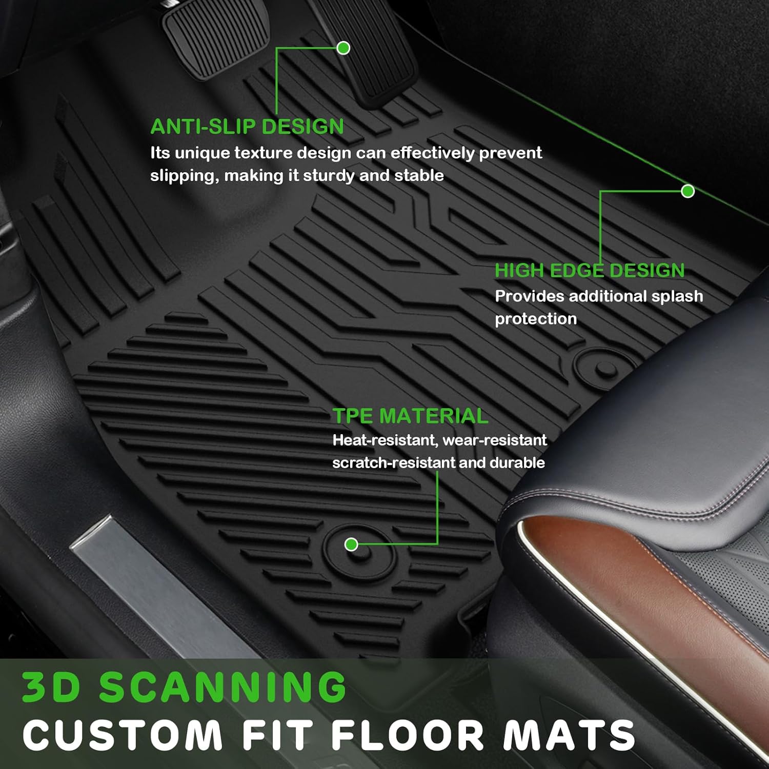 Floor Mats for 2013-2020 Toyota Sienna Only 8 Seats Upgrade Trunk Mat All Weather TPE Floor Liners Fit for 2020 Sienna 1st & 2nd & 3rd Row and Cargo Liner Anti-Slip Full Set Car Mats