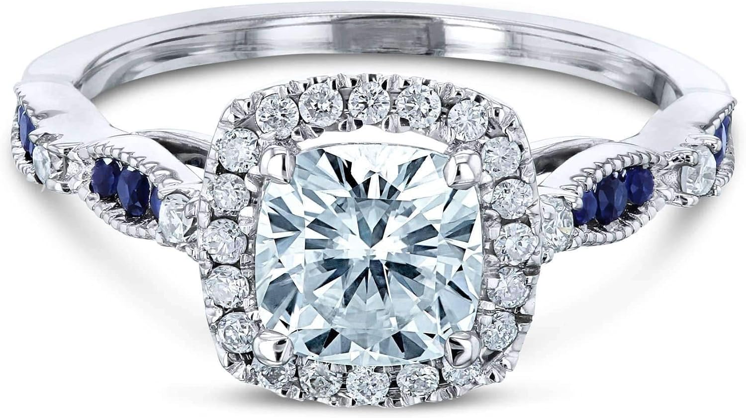 Kobelli Moissanite and Blue Sapphire Ring (DEF/VS)