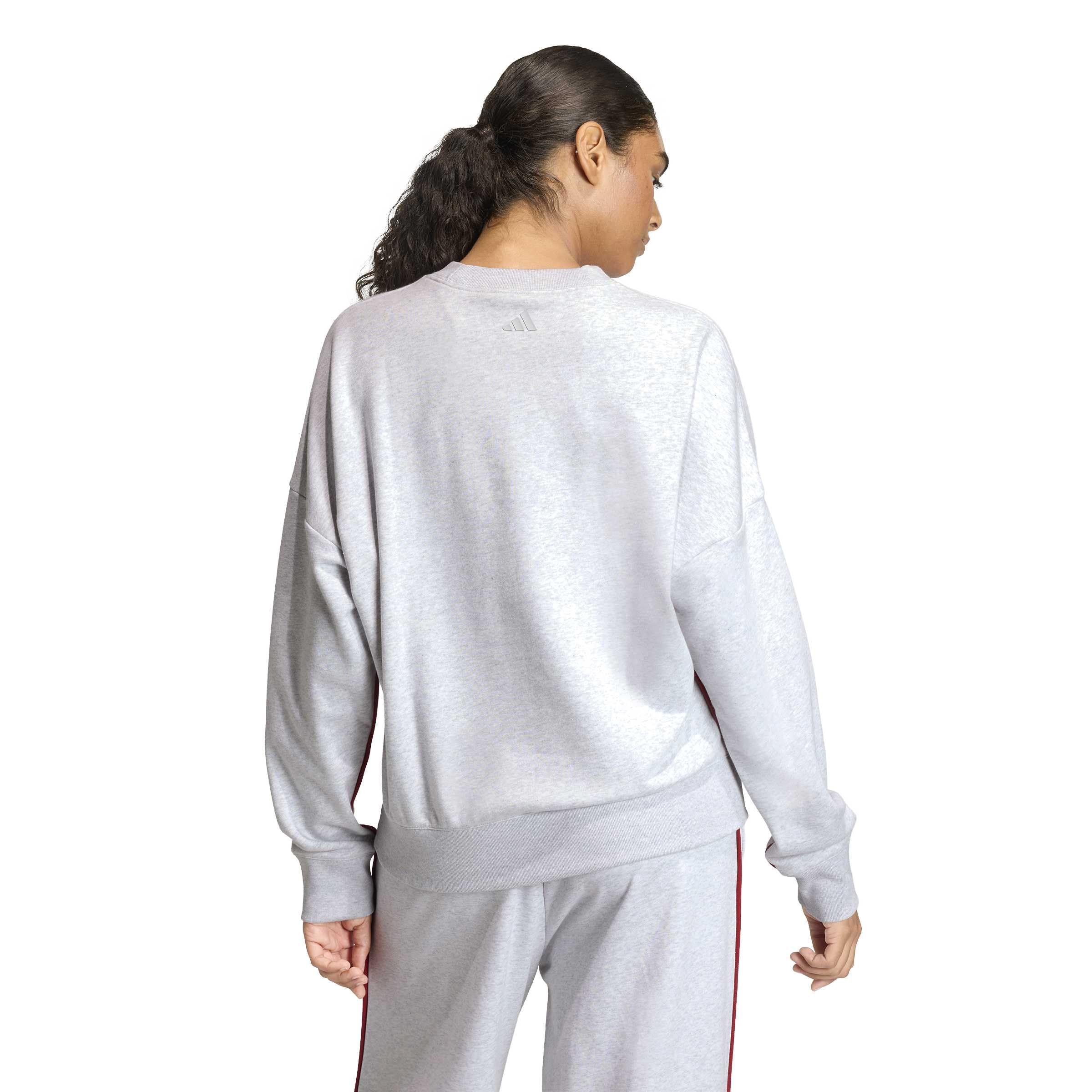 adidas dames Seasonal Essentials Colorpop Sweatshirt with Embroidered Graphic, light grey heather/active maroon, L