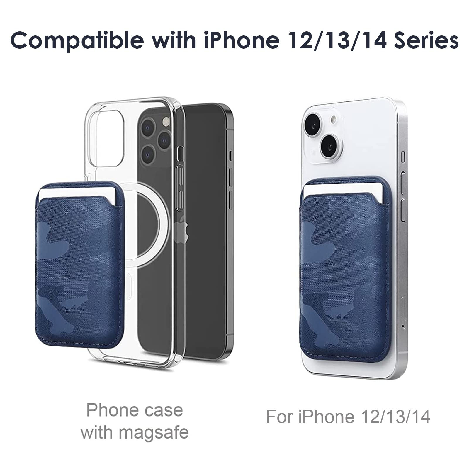 WALLFID Portafoglio in pelle con MagSafe compatibile con iPhone 12/13 Mini/Pro/Max, supporto RFID con magnete MagSafe