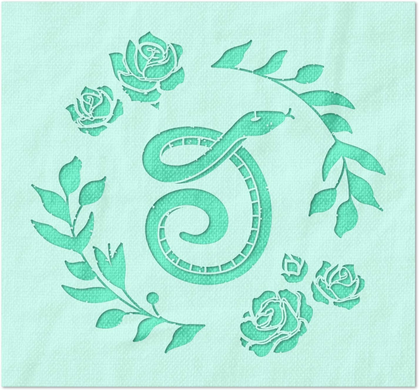 Stencil Stop Rose, Snake and Vine Stencil - Reusable for DIY Projects, Painting, Drawing, Crafts - 14 Mil Mylar Plastic (18 x 16.5 inches)