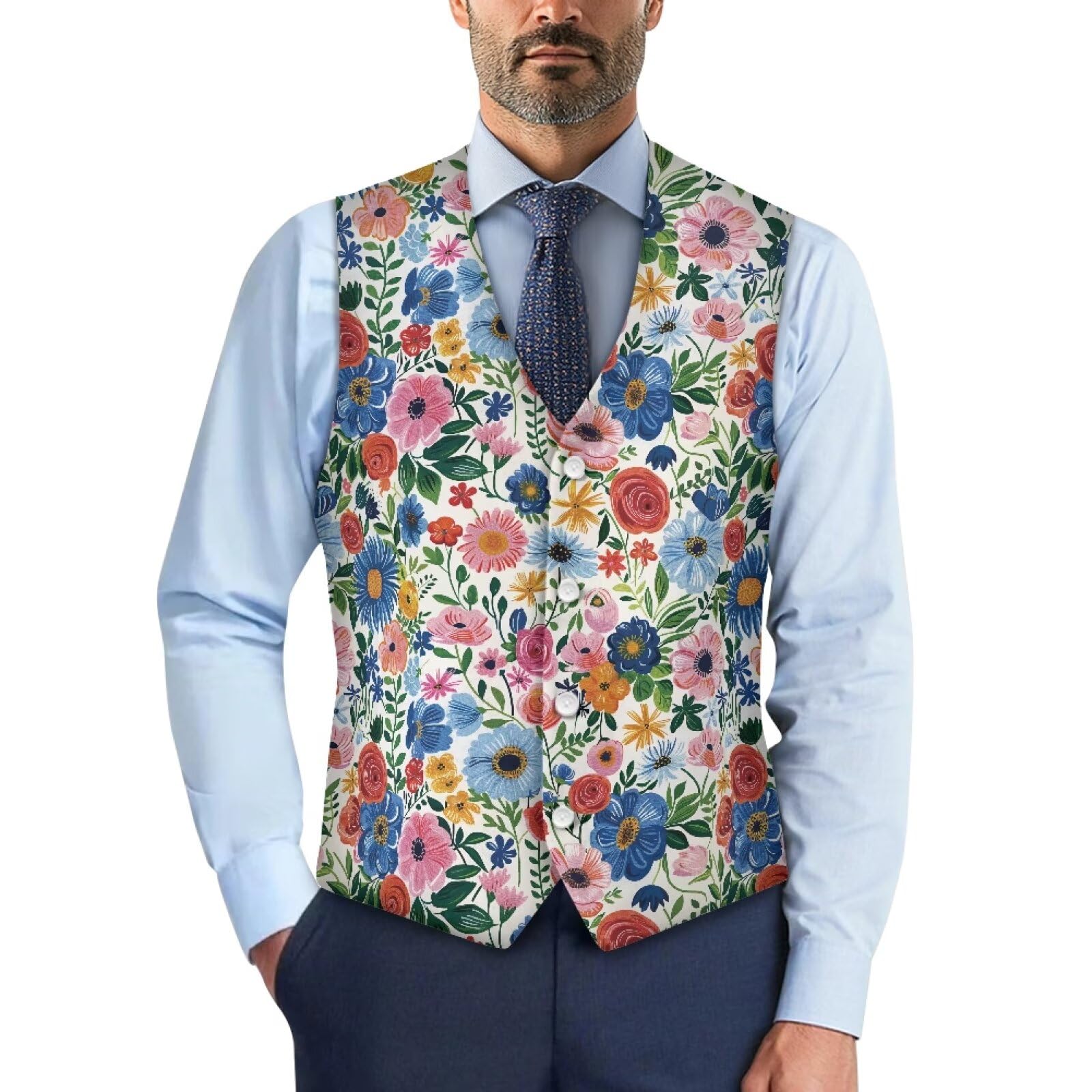 Biyejit Chaleco de camuflaje para hombre, chaleco formal con botón, cuello en V, para negocios, fiesta de esmoquin S-4XL