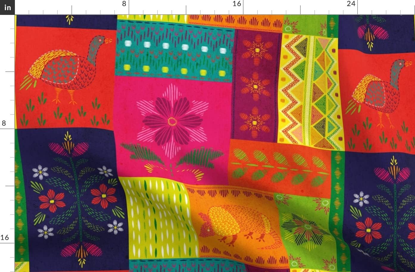 Spoonflower Fabric - Mexican Bright Colourful Cheater Quilt Rainbow Fiesta Printed on Organic Cotton Sateen Fabric by The Yard - Sewing Quilting Apparel Home Decor
