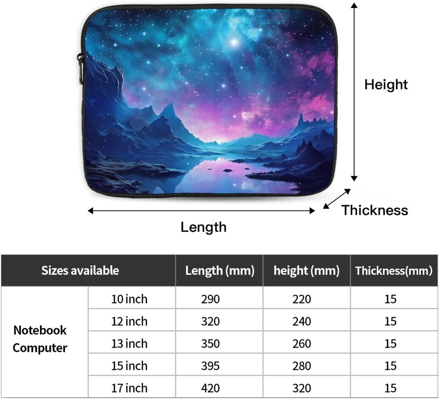10 Inch Laptop Sleeve Bag Waterproof Shockproof Laptop Case Bag Cool Star River Computer Skin Bags Lightweight Tablet Carrying Case image 4