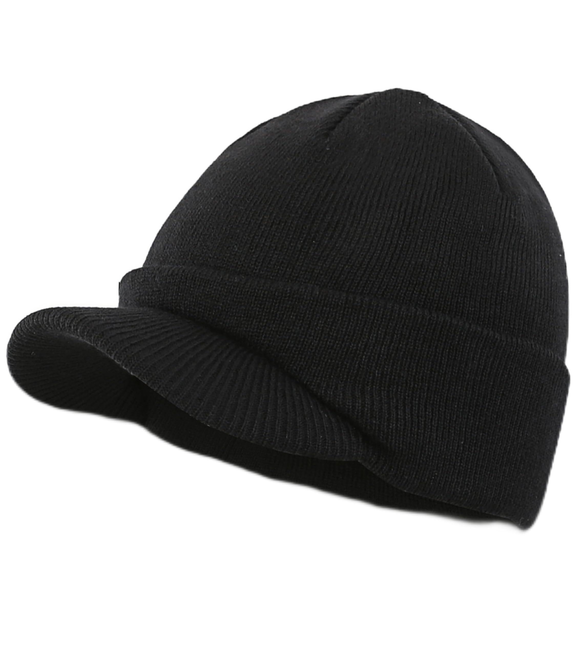 Home PreferMen's Winter Beanie Hat with Brim Warm Double Knit Cuff Beanie Cap Watch Radar Hat