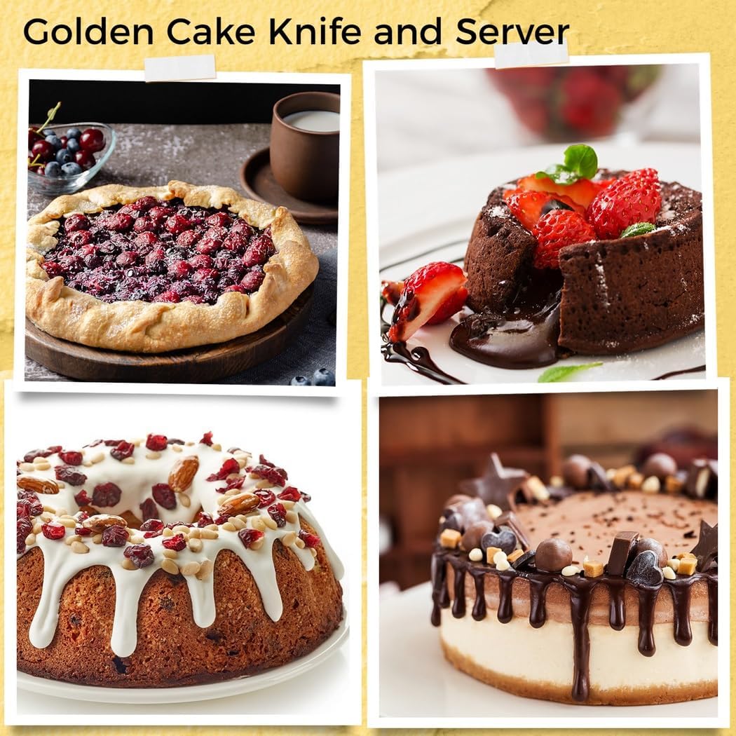 Stainless Steel Cake Cutter and Server Set, Ergonomic Handle Pie Lifter for Events, Weddings, Parties, Pastry Serving Tool