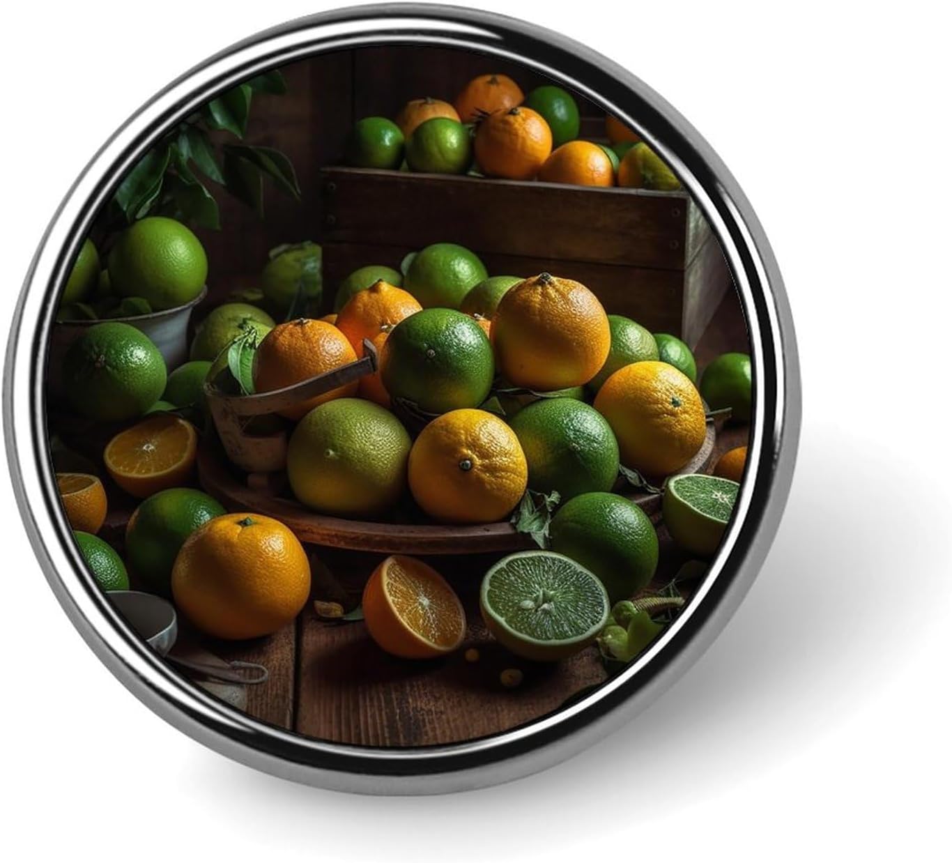 Aluminum Alloy Lapel Pin Round Backpack Pins, Fresh Citrus Fruits