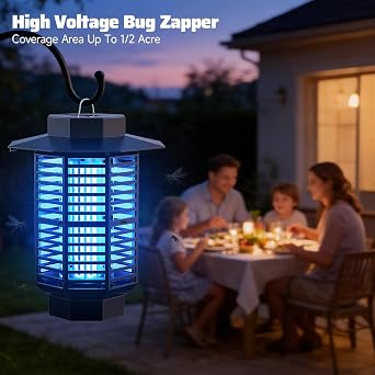 Bug Zapper 4200V Electric Mosquito Zapper 18W UV Light, Attracts & Zaps Insect Pest Fly Killer, Silent Waterproof Mosquito Killer for Flying Insect Control Lamp,Fly Catcher for Indoor Outdoor Home Use