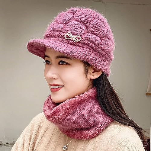 Miniatura 2 de Gorro de punto para mujer, cálido, elástico, suave, con protección de las orejas, con forro polar para mujer