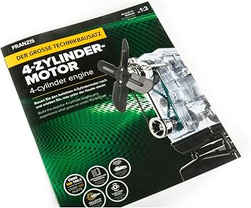 Franzis 4 Cylinder Engine Kit - Engine Model Kit - Educational Kit - Physics - Adults and Children 14+