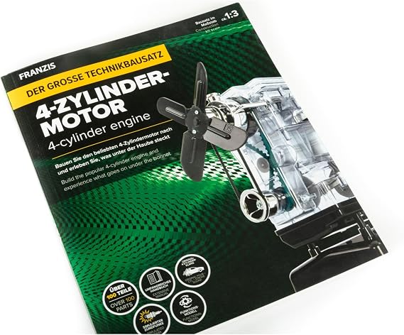 Franzis 4 Cylinder Engine Kit - Engine Model Kit - Educational Kit - Physics - Adults and Children 14+