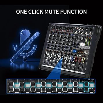XTUGA Professional 8 Channel DJ Mixer,Bluetooth Audio Mixer Interface(RA8)