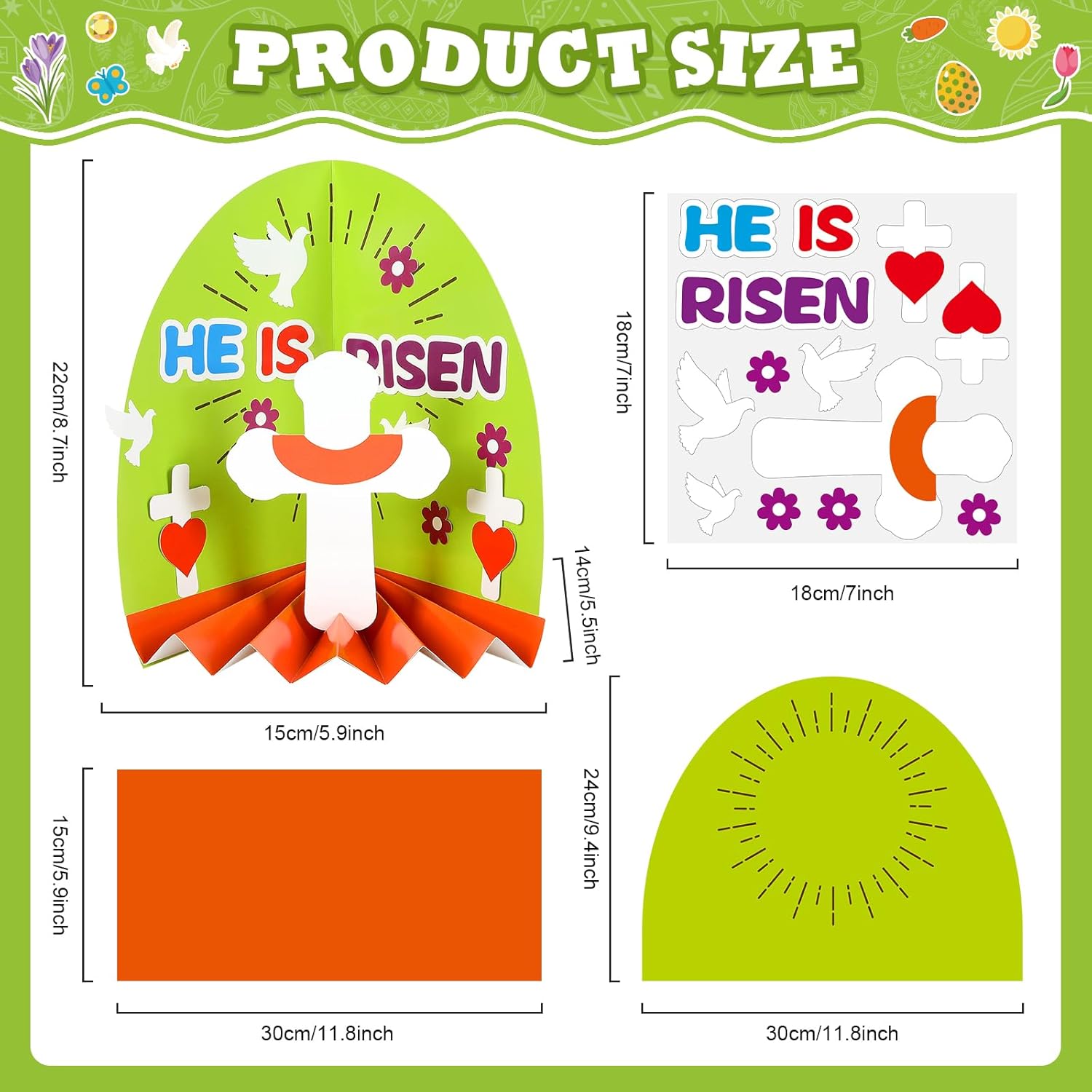 Qyeahkj 24Pack Easter Jesus Resurrection Diorama Craft Kit Jesus He is Risen 3-D Punch-Out Bible Crafts DIY Sunday School Craft Easter Tabletop Display for Sunday School, Classroom Church Activities