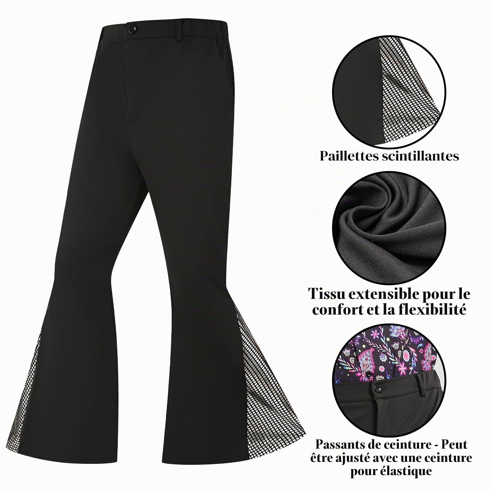 Ezuwail Costume disco des années 70 pour homme