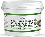 Earth Circle Organics Refined Coconut Oil - Ultra Premium Steam Refined, Keto & Paleo Friendly, Zero Coconut taste or smell - For Skin & Hair Care, Cooking, Deep Frying, Baking & More - Bulk 1 Gallon