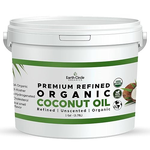 Earth Circle Organics Aceite de coco orgánico refinado ultra puro, refinado al vapor, apto para keto y paleo, aceite de coco puro para el cuidado de