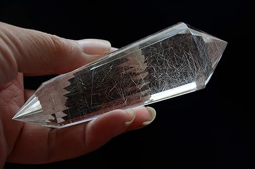 Miniatura 2 de Real Tibet Himalaya - Varita pránica de cuarzo con punta de cristal rutilado de 24 caras, 4.21 pulgadas, curación espiritual para reiki