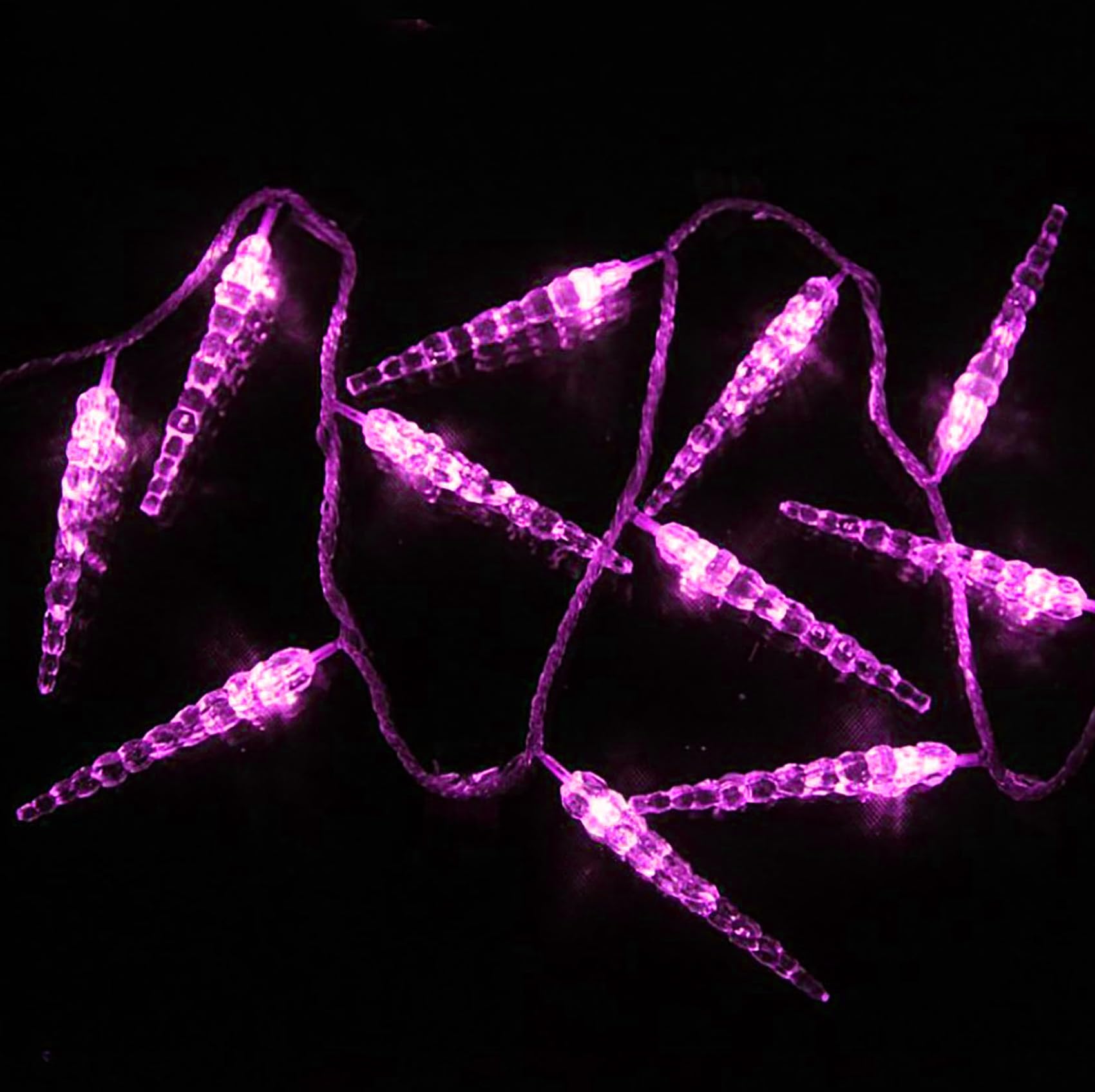 Luci a forma di ghiacciolo da esterno con telecomando, alimentate a batteria, 10M/80 LED per decorazioni invernali, natalizie, da giardino, da interno e da esterno (rosa)