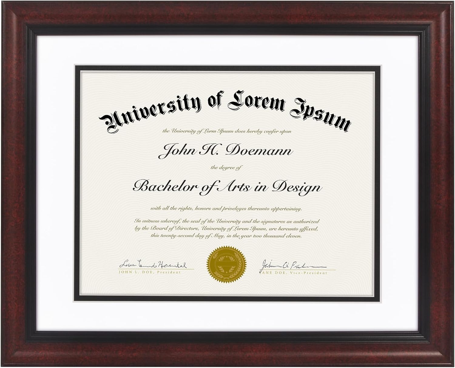 Americanflat Ornate 11x14 Diploma Frame in Mahogany - Certificate Frame with Double White and Black Mat Displays 8.5x11 Diplomas or Use as 11x14 Frame Without Mat - Antique Decor Vintage Picture Frame Mahogany 11x14