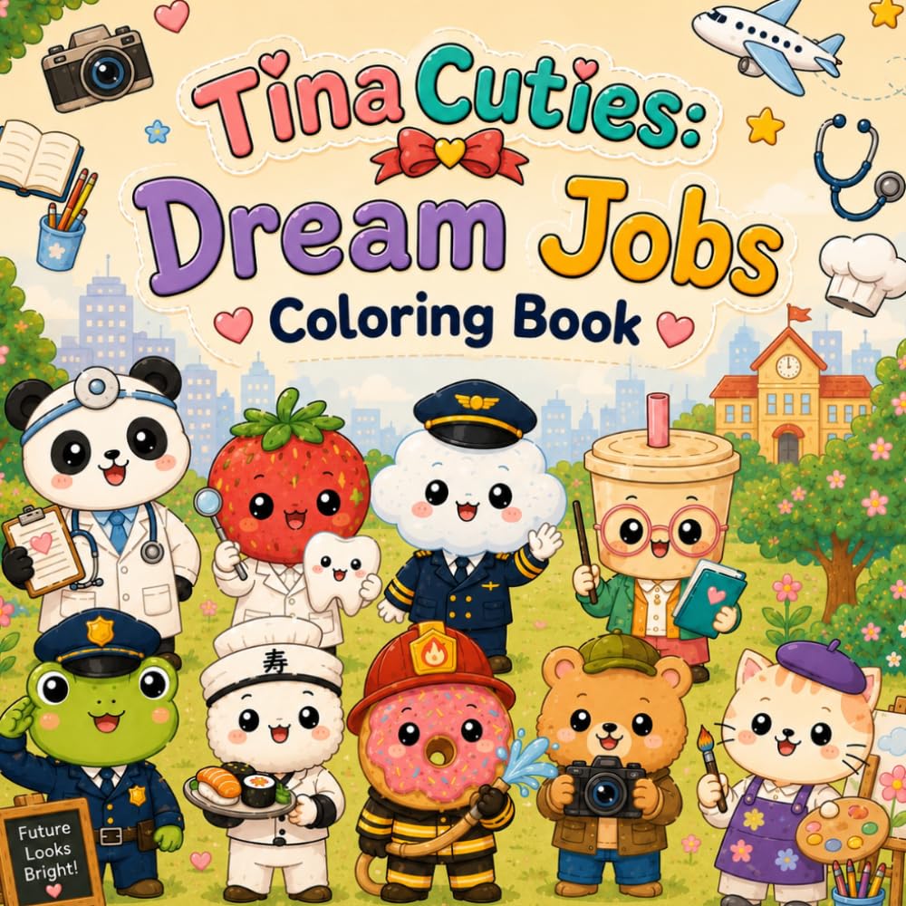 Tina Cuties: Dream Jobs: 39 Adorable Coloring Pages Featuring Fun Careers and Kawaii Characters for Kids Ages 4–8 (Tina Cuties Coloring book)