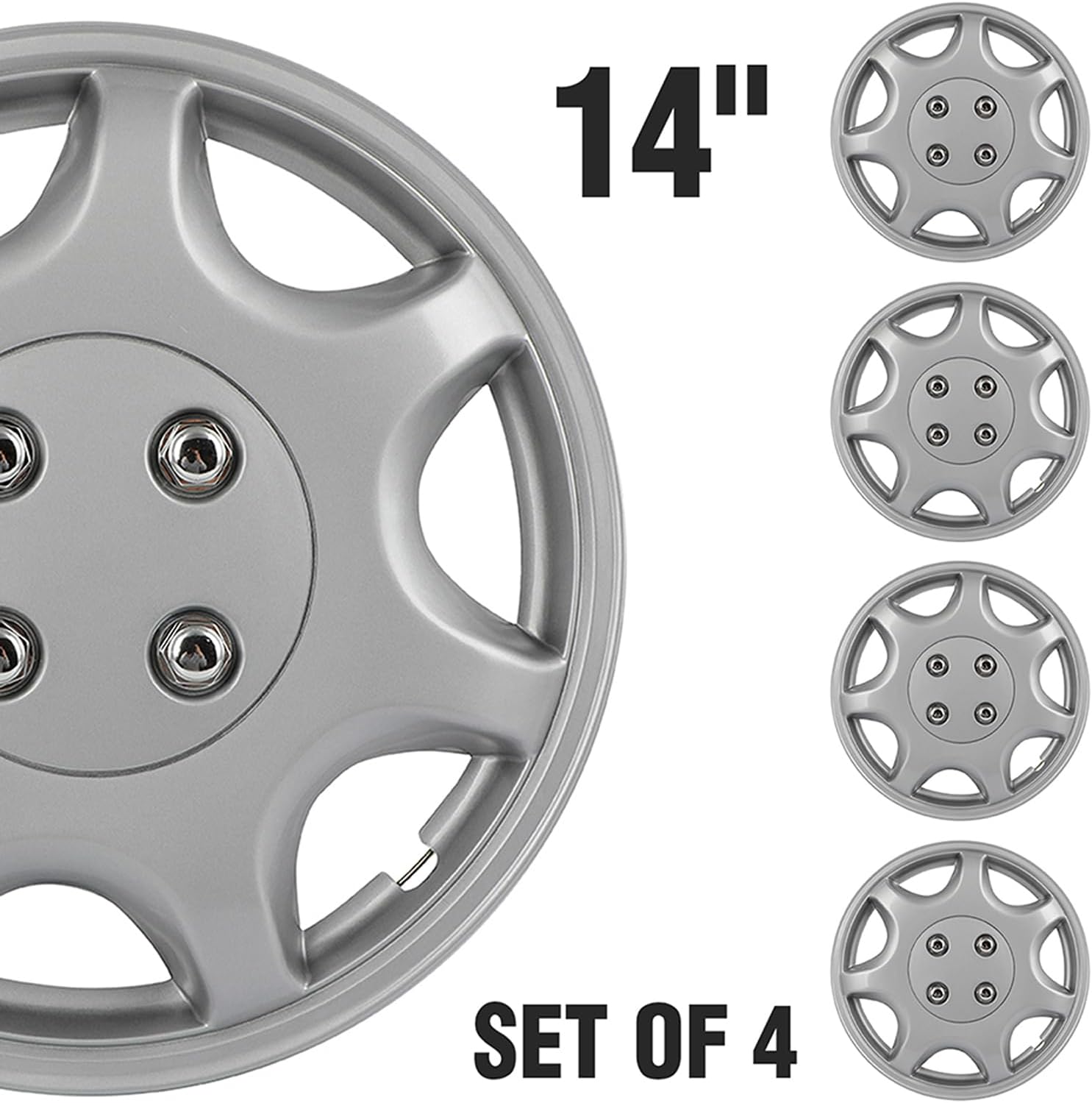 ECCPP 14 inch Hubcap Wheel Cover Corrosion-Free & Sturdy – Full Heat & Impact Resistant Grade – OEM Replacement, 4 Pack