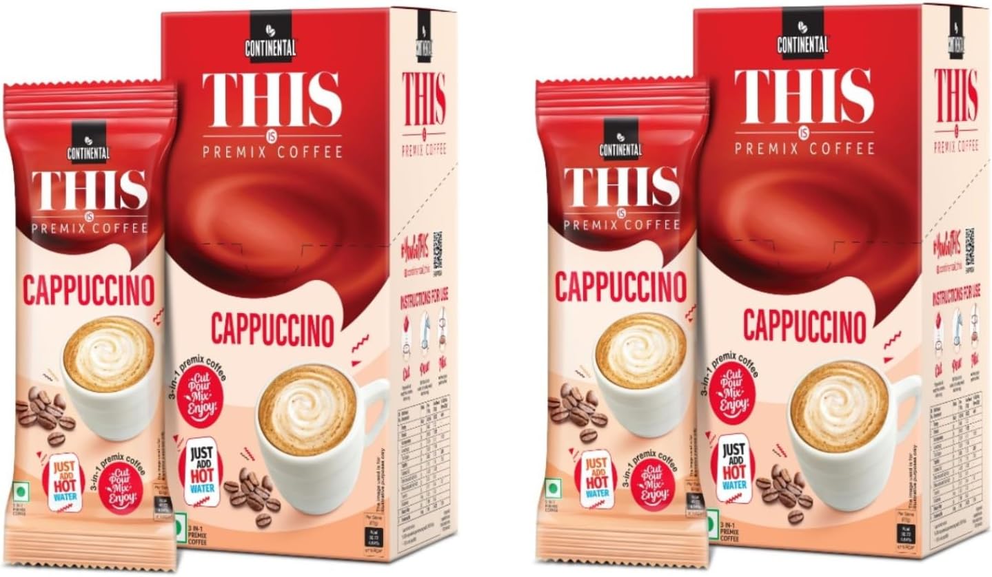 Continental THIS Cappuccino 3 in 1 Premix Instant Coffee 110g (22g*5 Sachets) (PACK OF 2)