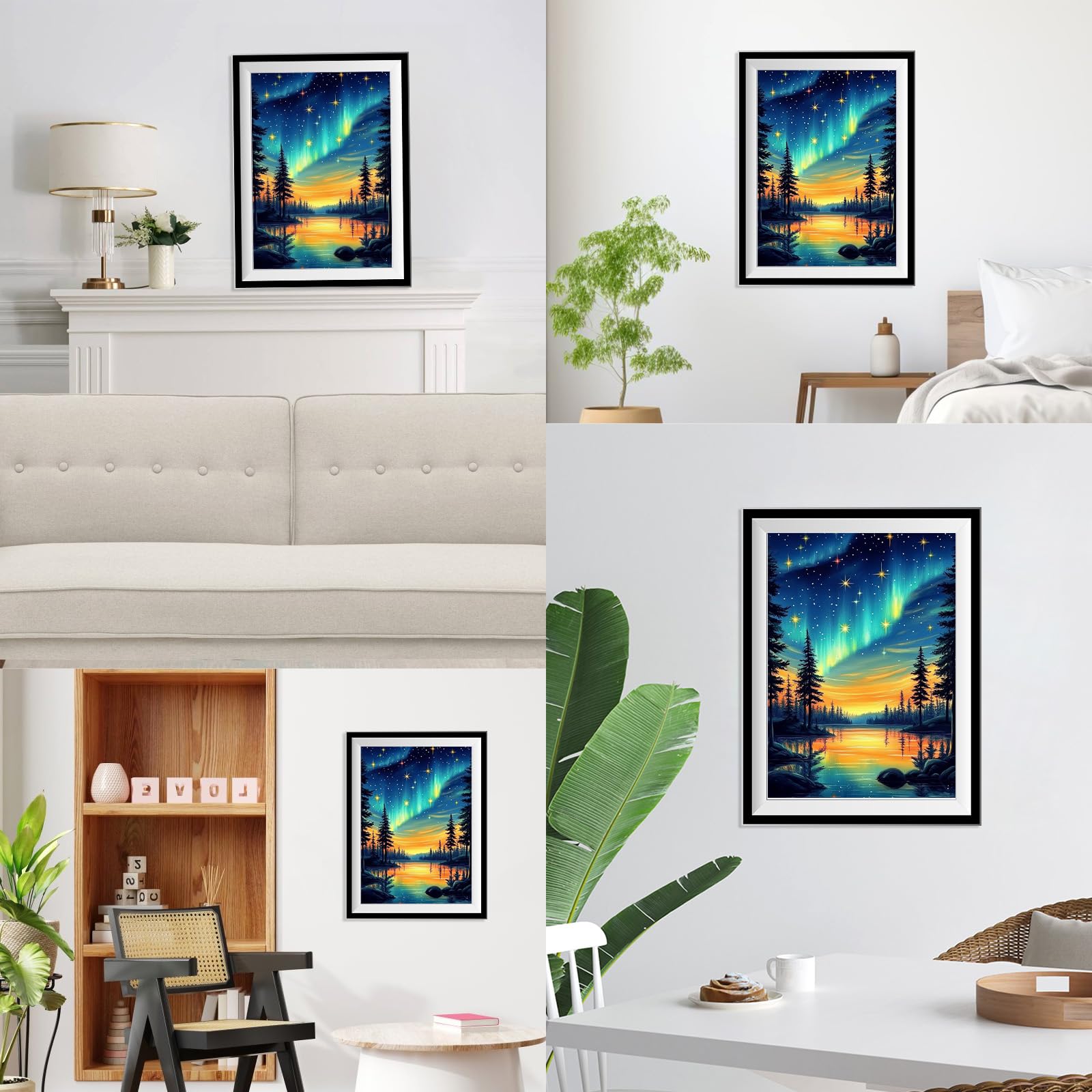 NEWENMO Aurora Borealis Lights Diamond Painting Kits Adults,Beautiful Forest Scenery Diamond Art,DIY Diamond Arts Mosaic Kits for Adults Beginner,Full Round Drill Gem Art for Home Decoration,30x40cm - Image 3
