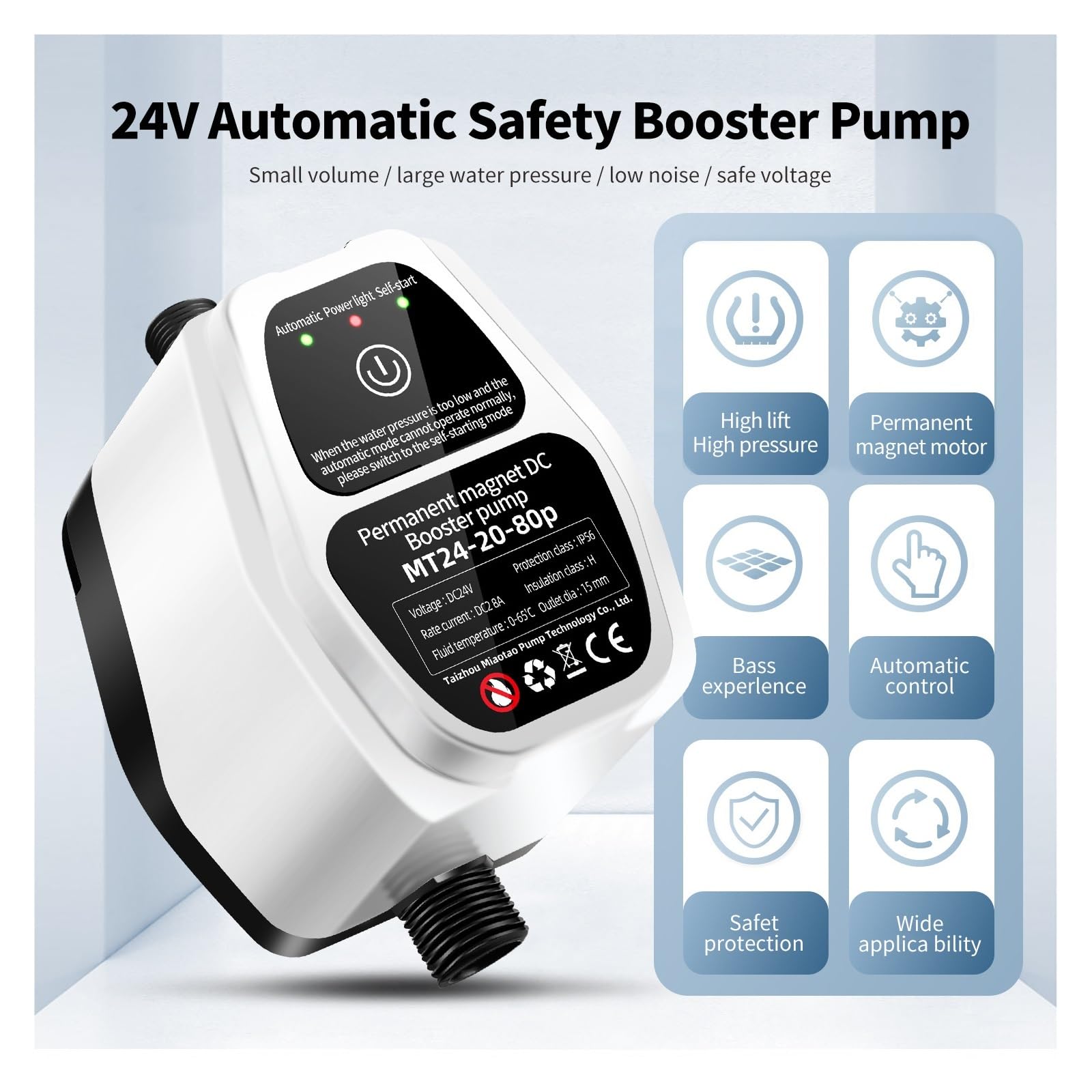 Bomba De Refuerzo Automática Grifo Tubería De Agua Refuerzo Calentador De Agua Ducha Ducha Baño Presión De Agua Presurizada Mute 24Vboosterpump(100Pa)