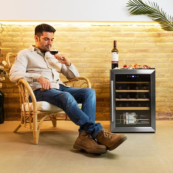Cecotec Cave a vin Bolero GrandSommelier 2050 Inox Compressor. Cave à vin 20 Bouteilles avec compresseur de réfrigération et panneau de contrôle tactile pour un ajustement facile. - 5
