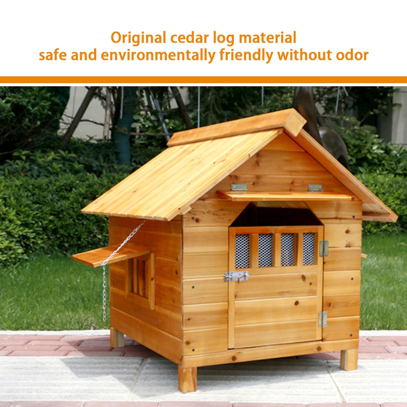 Hundehütte isoliert, hundehütte outdoor große hunde, hundebox holz, Mit Sonnenblende und Tür, Wetterfest für den Innen- und Außenbereich, herausnehmbarer Boden, hundezwinger outdoor(69x67x66cm)