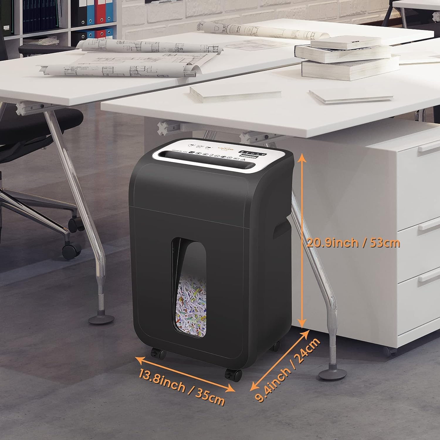 VidaTeco Niszczarka do dokumentów do biura i biura domowego – niszczarka papieru z 15 arkuszami cięcia krzyżowego P4, czas pracy 60 min, kosz na papier 20 l, cichy 58 dB