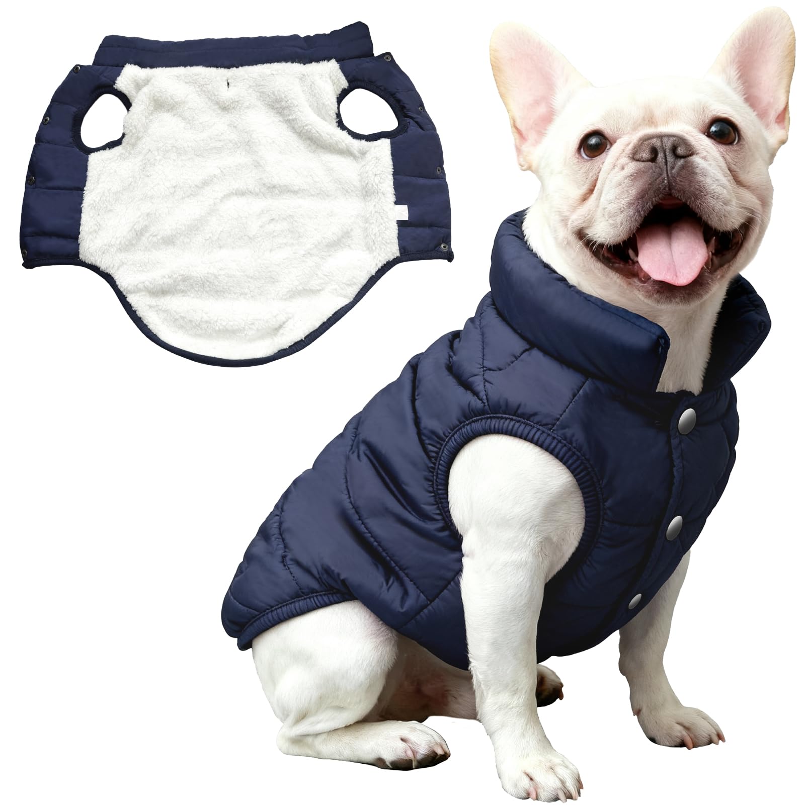 Asmea Dog Coat Warm Fleece Dog Jacket Waterproof Dogs Coat for Small Dogs Soft Puppy Coats Winter Pet Clothes for Cold Weather Doggie Chrsimas Jacket Blue S