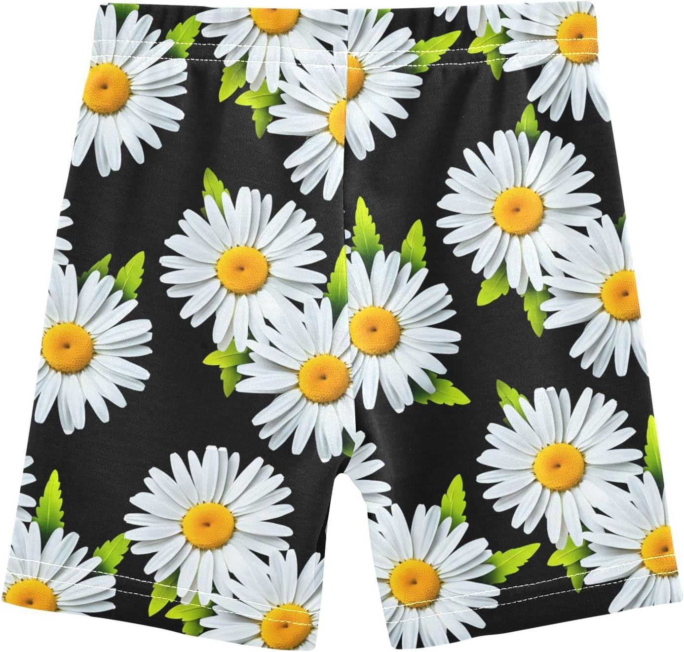 Leaves Floral Black Girls Bike Shorts Toddler Soft Cotton Cartwheel Under Dress Dance Shorts