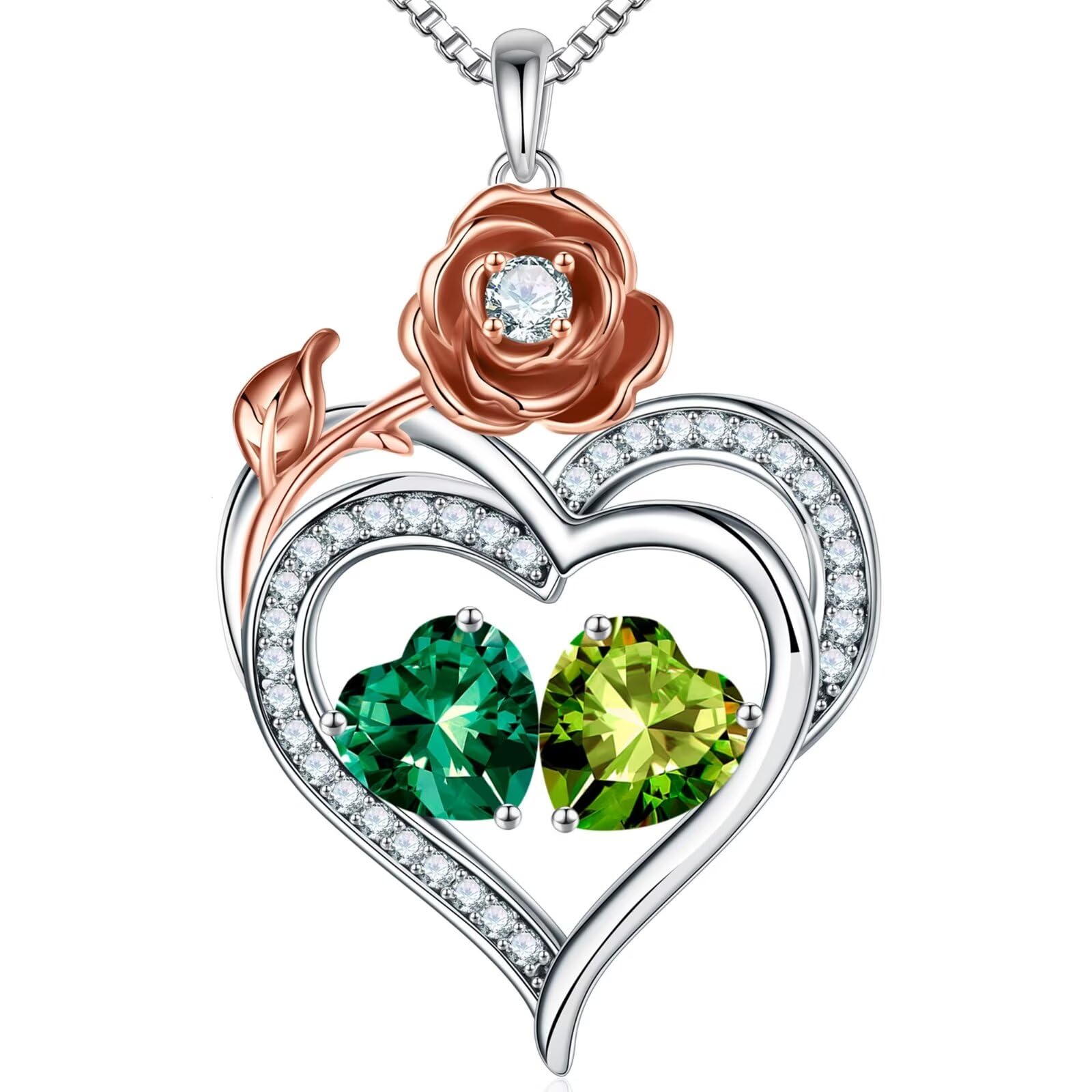 Iefil Valentines Day Gifts for Her - 925 Sterling Silver Heart Necklaces for Women, Birthstone Jewelry Gifts for Women Wife Girlfriend Mom