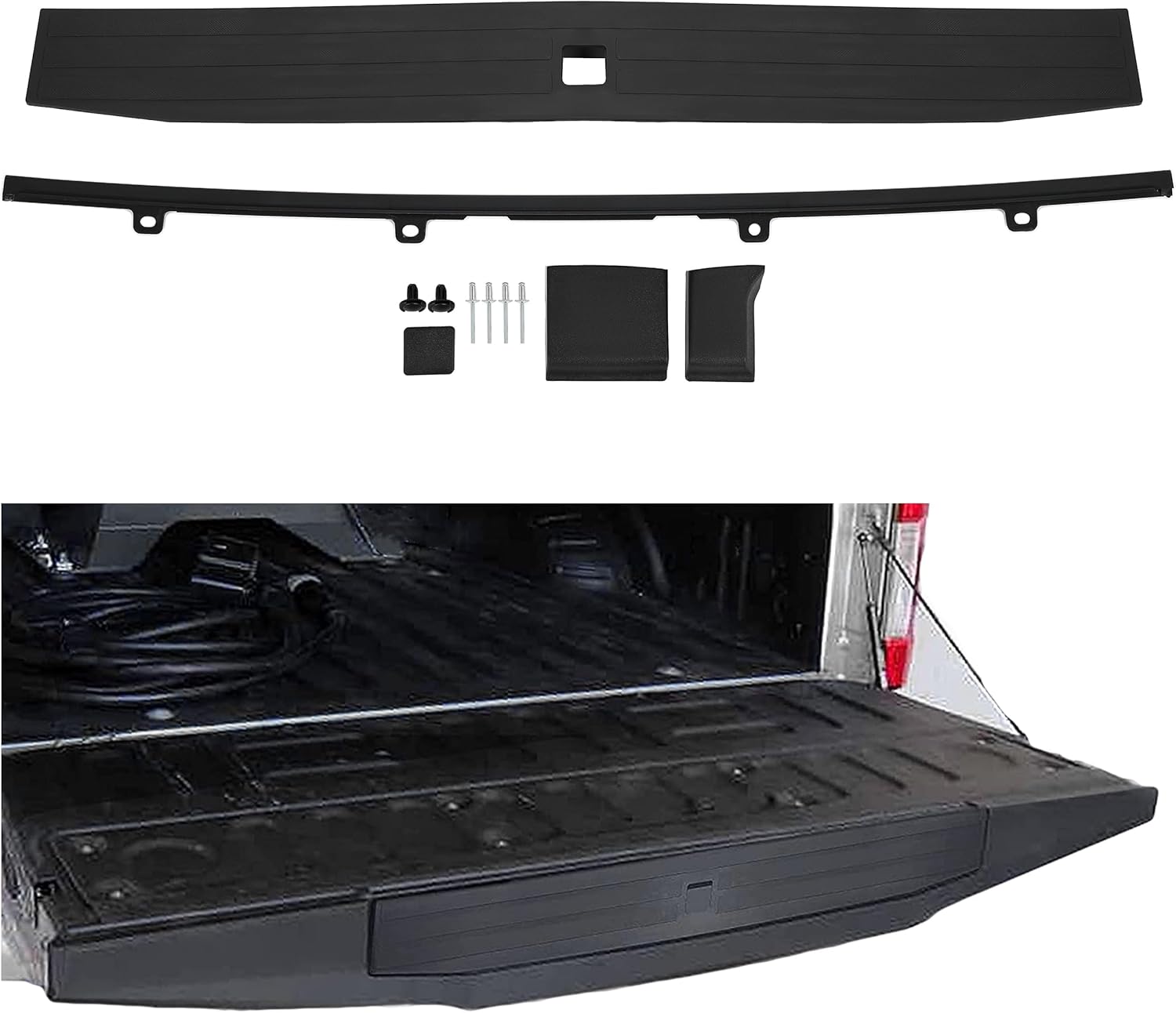 ECOTRIC Tailgate Molding Trim Compatible with 2017-2022 Ford F250 F350 Super Duty Replacement for HC3Z-9940602-A FO1904134 Flexible Flex Step Rear Center Tailgate Cap Top Protector Cover