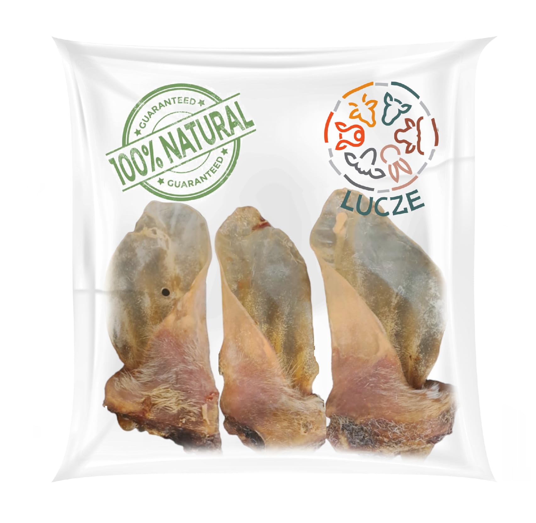 Premium Oreilles de bœuf pour Chiens, 1 kg, avec Coquillage pour Chiens de Grande Taille, XXL, Produit Naturel à mâcher, Lucze