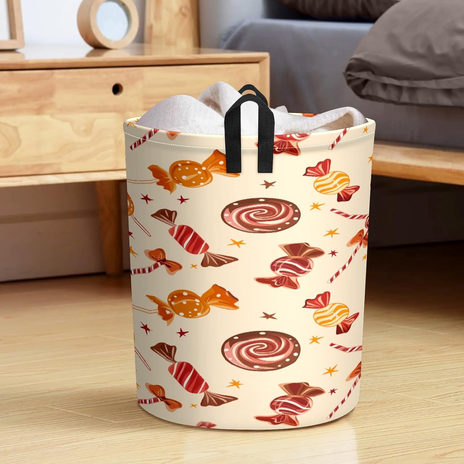 Candy Christmas Large Laundry Hamper Foldable Waterproof Dirty Clothes Basket Dorm Clean Laundry Baskets