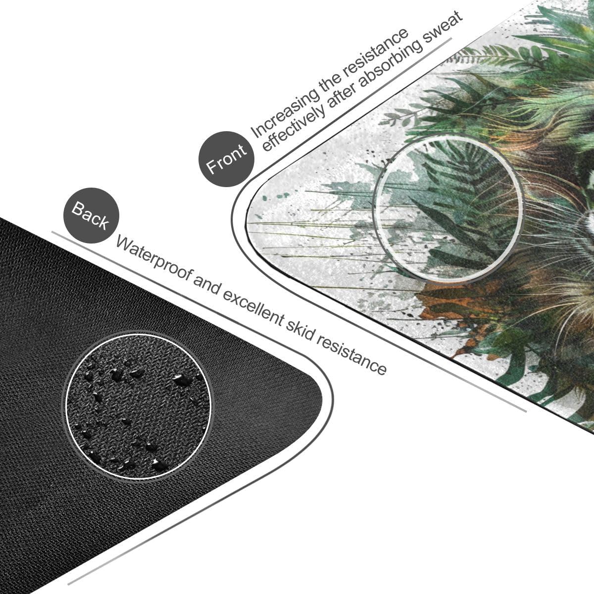 ALAZA Jungle Forest Animal Tiger Yoga Mat Non Slip Fitness Exercise Mat, Workout Mat for Yoga, Pilates and Floor Exercises