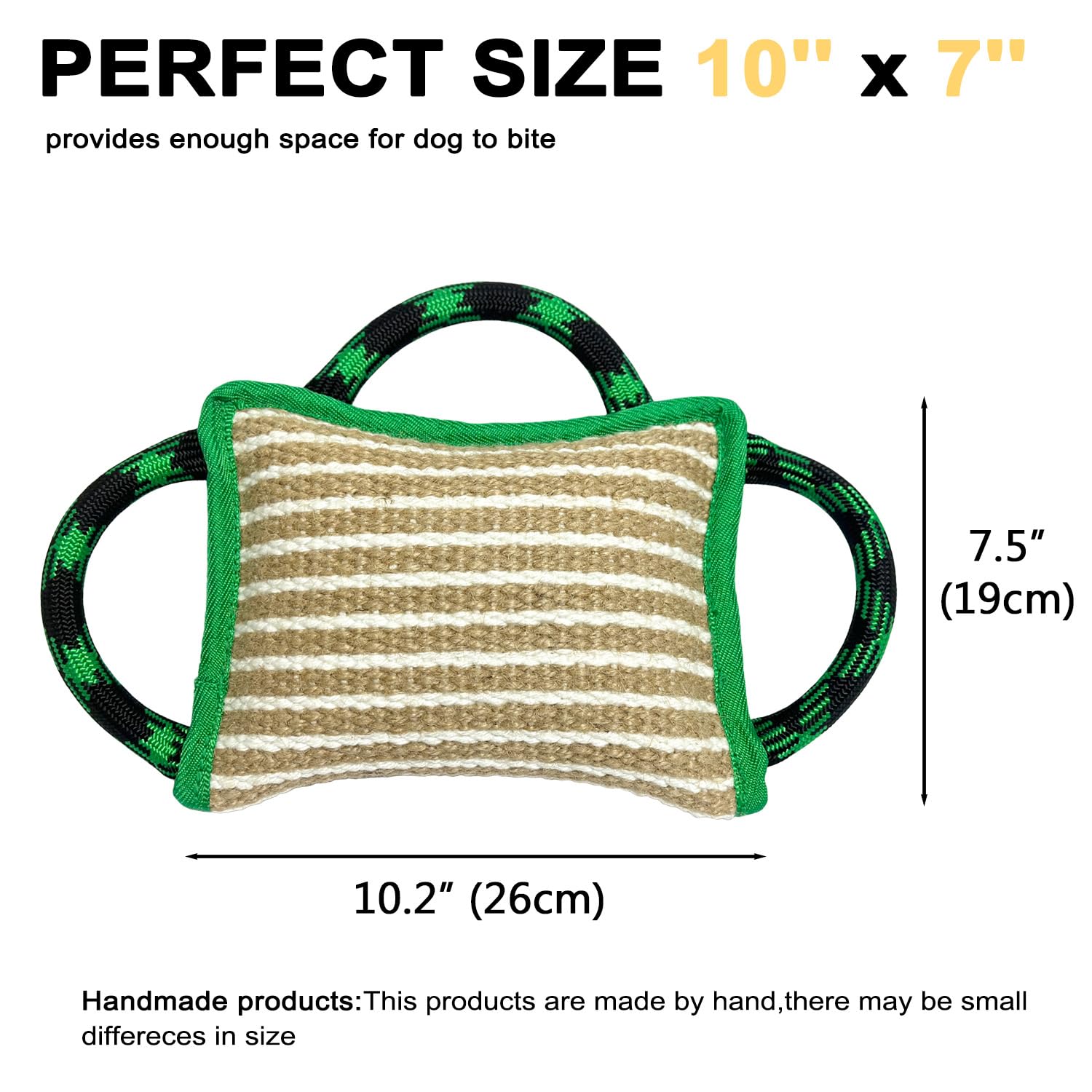 LWBMG Dog Rope Toys, Dog Jute Bite Pillow with 3 Strong Handles, Tug of War Dog Toy, Perfect Pull Toy for Medium Large Dogs Training Interactive Playing