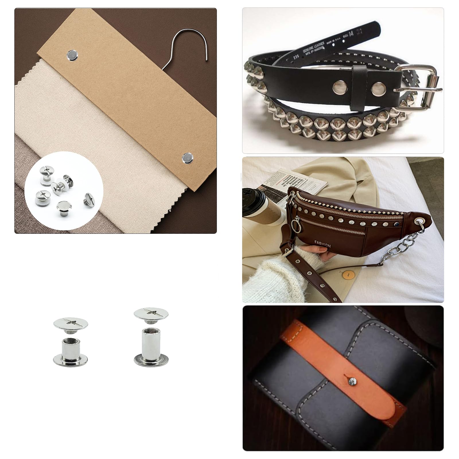 20pcs rivets pour cuir,M5*15 vis chicago,vis de reliure chicago,rivet a visser,Rivets de Reliure à Tête Plate rivet cuir,Utilisé pour le bricolage en cuir Sac à vêtements, chaussures﻿(Bronze