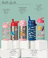 Vista 5 de Stephen Joseph Botellas de acero inoxidable de doble pared, botella de agua aislada para niños pequeños, botella aislada al vacío con popote, Abeja