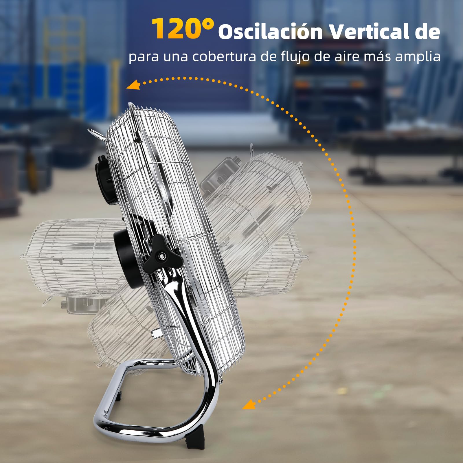 Aigostar Ventilador Industrial 100W, Diámetro 50 cm (20"), Motor de Cobre, Ventilador suelo, 3 Velocidades, Ajustable 120º, 3 Aspas Metálicas, Ventilador Potente, Clover