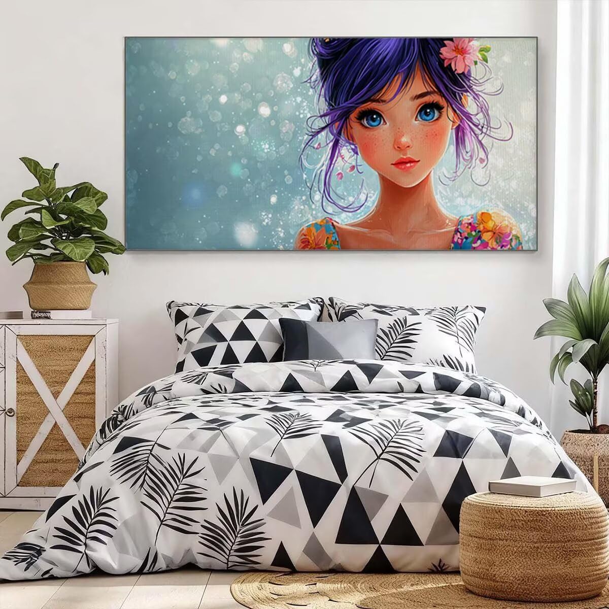 Malowanie według liczb, malowanie według liczb, dla dorosłych i dziewcząt, zestaw "zrób to sam" dla dorosłych Paint by Numbers, malowanie liczbami z 3 pędzlami i farbą akrylową, zestaw obrazów